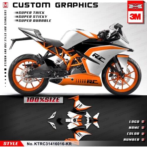 KUNGFU GRAPHICS Motorcycle Stickers Racing Decal Vinyl Wraps Kit for RC125 RC200 RC250 RC390 2014 2015 2016