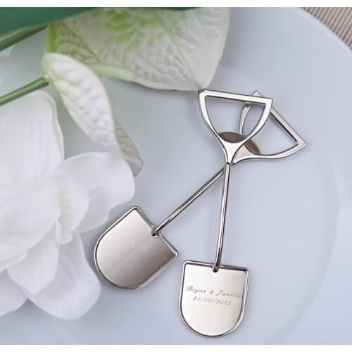 Casudiao 100Pcs Personalized Bottle Opener Wedding Favor,Silver Metal Customized Wine Opener Party Gift,Engrave Logo/Organza Bag