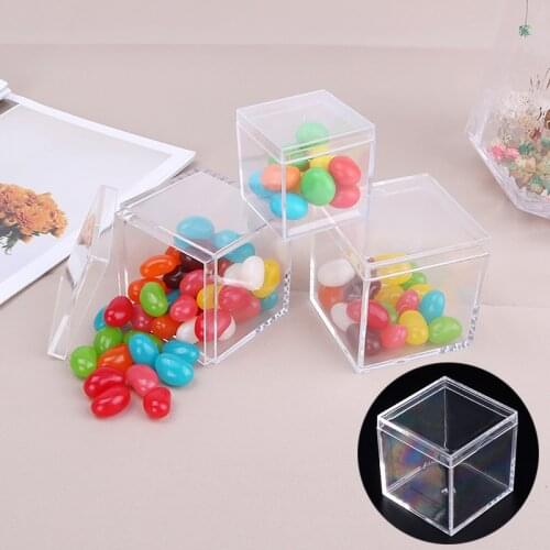 Transparent Cube Candy Box Plastic Clear Gift Boxes Wedding Favor Christmas Baby Shower Pastry Container Jewelry Storage