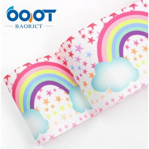 3'' 75mm Rainbow clouds Printed grosgrain ribbon , 10 yards DIY handmadeHair accessories Material wedding gift wrap