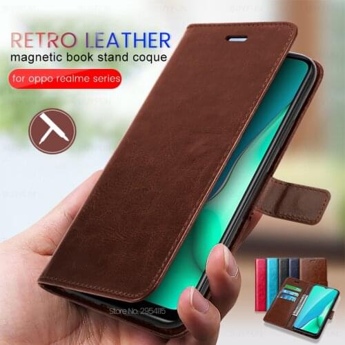 Leather Flip Case for OPPO A52 A92 A9 A5 2020 Realmi Realmy Realme C3 XT X Lite X2 5i 6i 5 6 Pro Cases Magnetic Stand Soft Cover