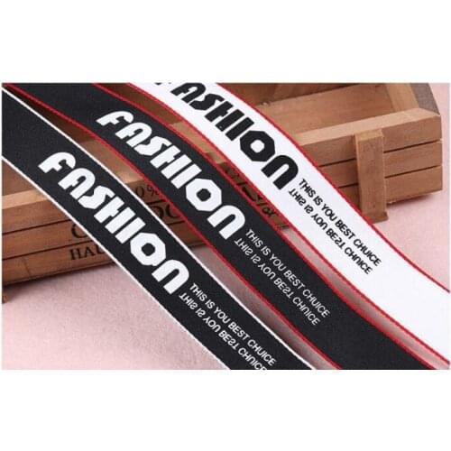 25mm Black White Printed Fashion Letters Ribbon Belt DIY Handmade Sewing Ruban Stain Ruban Couture Craft Supply grosgrain ribbon
