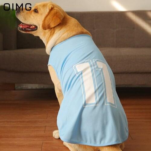 OIMG Big Dog Clothes Summer Mesh Sport Dog Jersy Numbers Print Sleeveless Dog Shirts For Small Meduim Large Dogs Labrador 7XL
