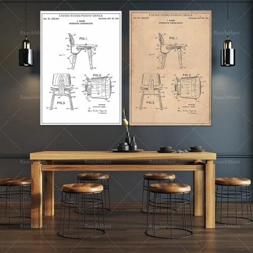 Furniture Architecture Chair 1951 Ames Icon Iconic Famous Craft Carpenter Printed Wall Art Poster Bedroom Patent Retro Gift Birt