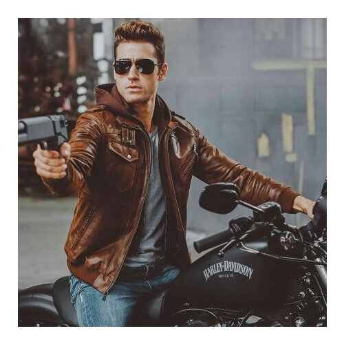 Mens Real Leather Jacket Men Motorcycle Removable Hood winter coat Men Warm Genuine Leather Jackets