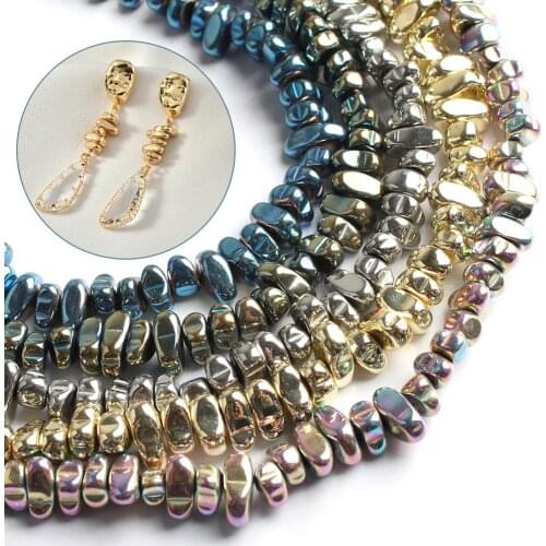 Natural Hematite Irregular Matte Gravel Stone Spacer Loose Beads for Jewelry Making DIY Beaded Bracelet Earrings Necklace 15