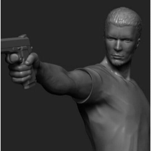 Unpainted Resin Figure 1/16 Scale Model Kit Male Shooter GK Assembly Models Kit Resin Colorless Self-Assembled Toy
