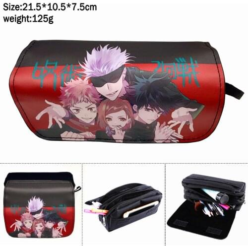 Anime Jujutsu Kaisen Nylon Pencil Case Casual Student Cosmetic Bag Portable Penbag Zip Makeupbag Women Travel Stationery Bags