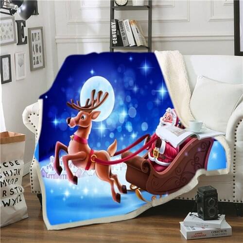 3D Santa Claus Blanket Cartoon Children Shalba Blanket for Children Christmas Presents Cozy Warm Lamb Wool Blanket on Bed