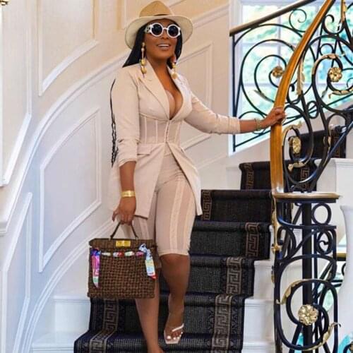 Office Lady Work Wear Two Piece Short Set for Women Clothes Corset Blazer Top and Knee-Length Pants Suits Matching Sets Outfits