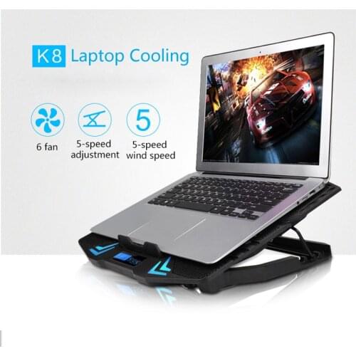 Laptop Cooling Pad Cooler with 6 Cooling Fans 2 USB Ports For 12-15.6 inch Notebook Stand Cooling Cracket Base Pad