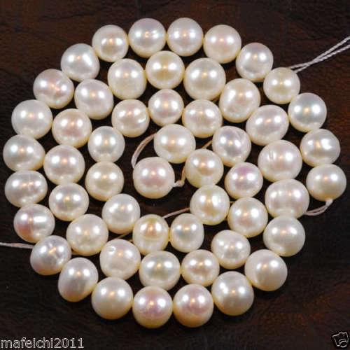 Wholesale 1 Strands 8-9MM White Freshwater Cultured Pearl Loose Beads 14.5"