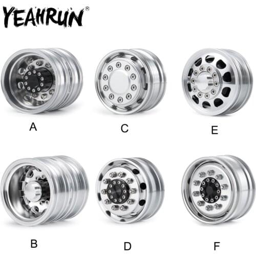 YEAHRUN Alloy Metal Beadlock Front/Rear Wheel Rims Hubs for Tamiya 1:14 RC Tractor Trailer Cargo Truck Car Upgrade Parts