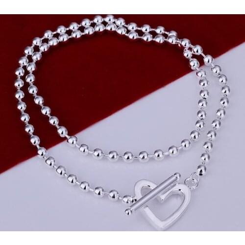 N145 Lucky Charm Silver Color Pendants For Women Jewelry Necklace Women Accessories Fashion Heart-Shaped Bean Necklace /dfoa