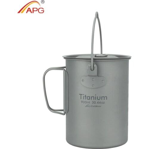 APG 0.9LTitanium Hanging Cup Water Cup Mug Cooking Pot Outdoor Camping Cookware Set Kitchen Tableware