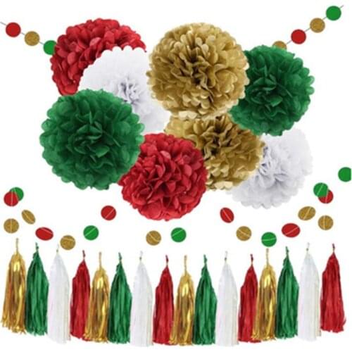 Christmas Party Decoration Tassel Paper Snowflake String Paper Honeycomb Ball Lantern Holiday Decorations For Home KK65