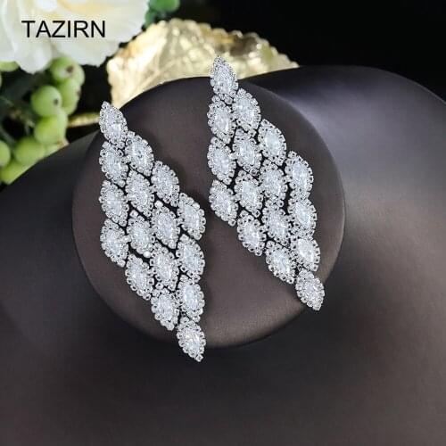 Fashion 5A Cubic Zirconia Dangle Earrings CZ Square Shape Drop Earrings Bridal Wedding Jewelry Accessories Fine Gifts