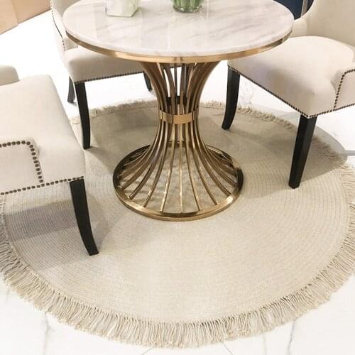 Rug Wool Carpet Hand-knotted Living Room Bedroom with Tassel European-style Simple Circular Woven Floor Mat