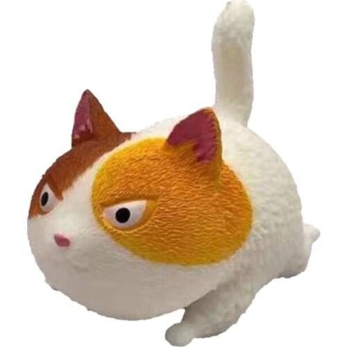Soundable Cat Squeeze Toy Handhold Anti-Stress Sensory Gadget Colorful Hollow Rubber Kitty Funny Miniature Novelty Toy