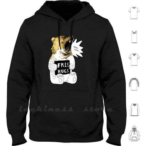 Bear Hug Hoodies Long Sleeve Bear Hug Funny Meme Russia Winnie Donaldtrump Animal Free Hugs Pugs Angry Aggressive Cute