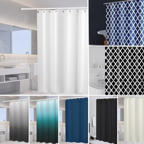 Waterproof Shower Curtain Set With Hooks Solid Color Bathroom Curtains For Bathtub Dropshipping Bath Mildew Proof for Home Decor