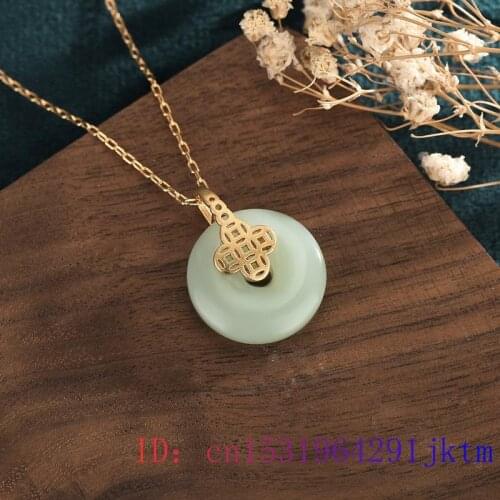 Green Jade Doughnut Pendant Necklace Amulet Jewelry Chalcedony Charm Natural Gemstone Women 925 Silver Zircon Crystal Gifts