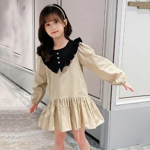 Patchwork princess dress for children and adolescent girls from 4 to 14 years old childrens 2021 spring cotton casual wear