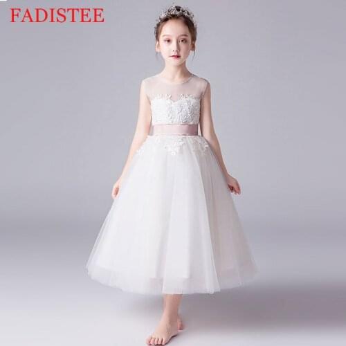 Lace Appliques Princess Dress Flower Girl Dresses Party Girls Dresses платья для девочек Flower Girl Evening Dress Catwalker