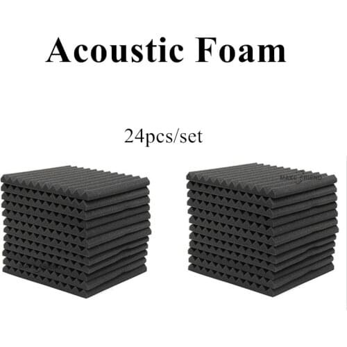 24PCS 1 inch X 12 inch X 12 inch Acoustic Foam Sponge Soundproof Absorption Treatment Panel Studio Sound Foam Sound Proofing