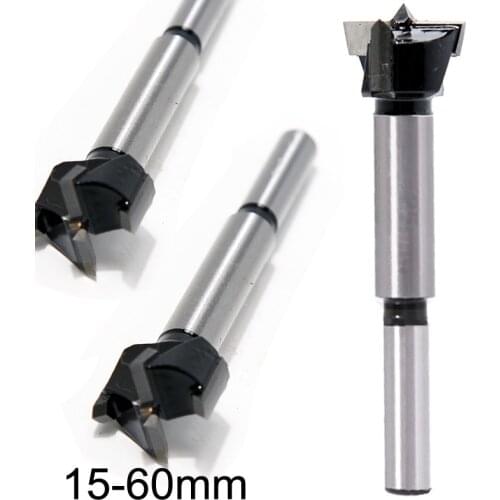 1pcs 15mm - 60mm Forstner tips Woodworking tools Hole Saw Cutter Hinge Boring drill bits Round Shank Tungsten Carbide Cutters