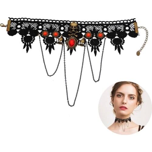 1pc Fashion Sexy Womens Gothic Choker Necklace Vintage Lace Decor Choker Necklace Clothing Accessories Halloween Party Dress Up