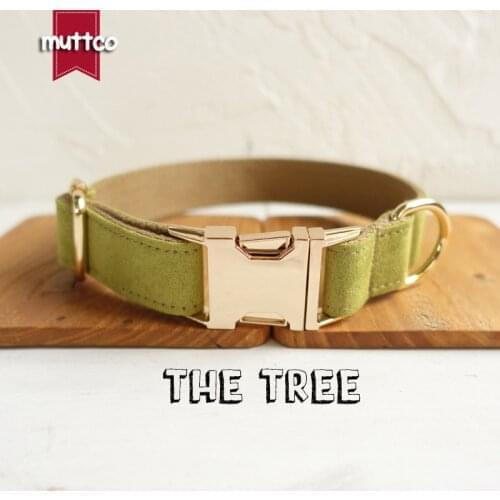 10pcs/lot MUTTCO wholesale self-design THE TREE poly satin and nylon yellow green and brown 5 sizes dog collar and leash UDC031J