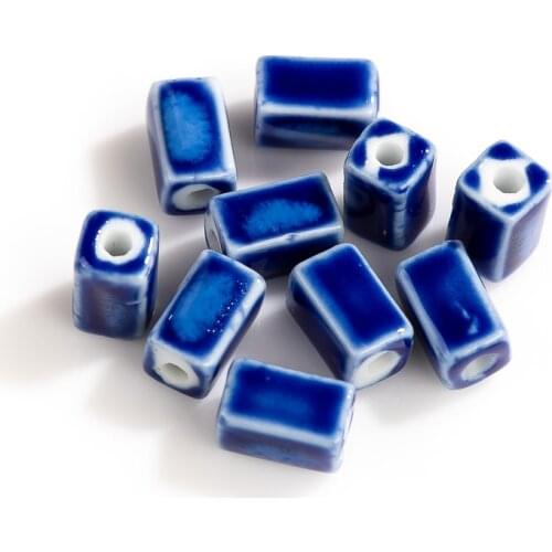 13# Rectangle Abstract Image Retro Element Art Ceramic Shaped Bead Jewelry Accessories #8A4168