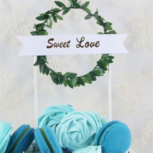 2pcs Baby Shower Leaf Garland Happy Birthday Cake Topper Birthday Party Decorations Kids Wedding Decoration Event Party Supplies