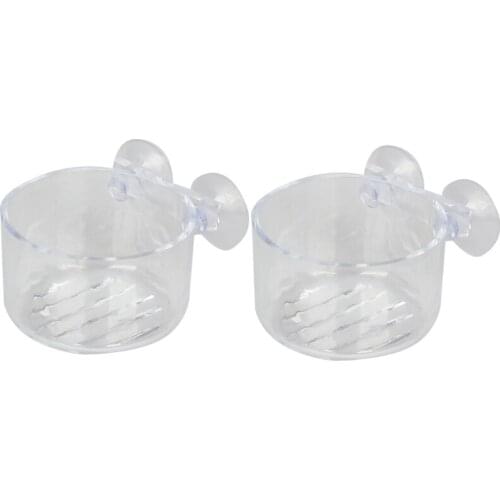 2Pcs Transparent Aquarium Cone Red Worm Feeder Acrylic Fish Feeding Cup Worm Feeding Container Holder with Sucker