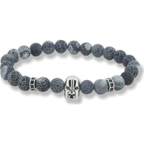 2017 Anil Arjandas Spartan Bracelet 8mm Weathering Stone Beads& Black Eyes Warrior Helmet Charm with Two CZ Coppers New Arrival