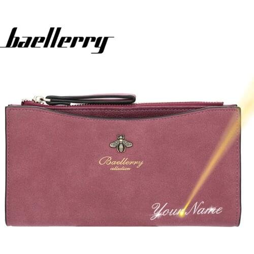 2021 Long Women Wallets Name Engraving Fashion PU Leather Top Quality Card Holder Classic Female Purse Zipper Wallet For Women