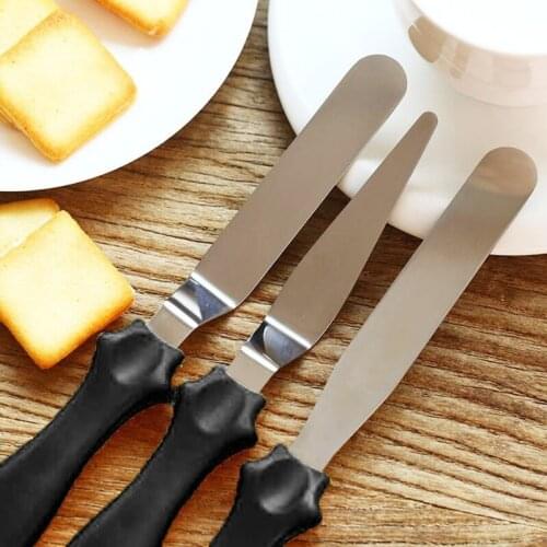 3pcs/set Stainless Steel Cream Spatula Cake Scraper Smoother Palette Knife Cake Decorating Smooth Tool