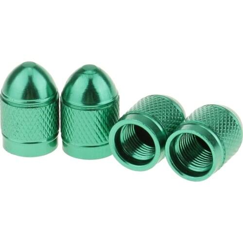 4x Aluminum Style Rim Valve/Wheel Air Port Cover Stems Caps Green
