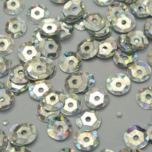 5000 Silver coIour Laser Hologram 6mm CUP round loose sequins Paillettes sewing Wedding craft