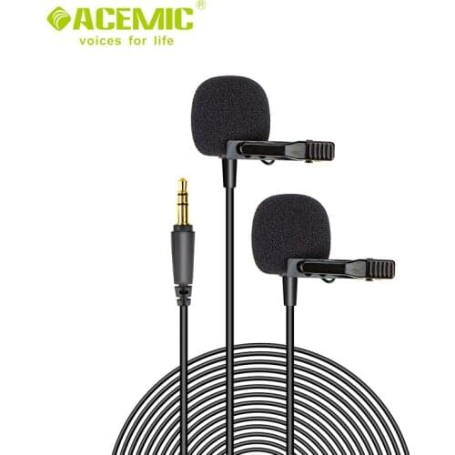 ACEMIC M11 single head M12 dual head high quality sound wired clip lavalier microphone for video camera / DSLR / mobile phone