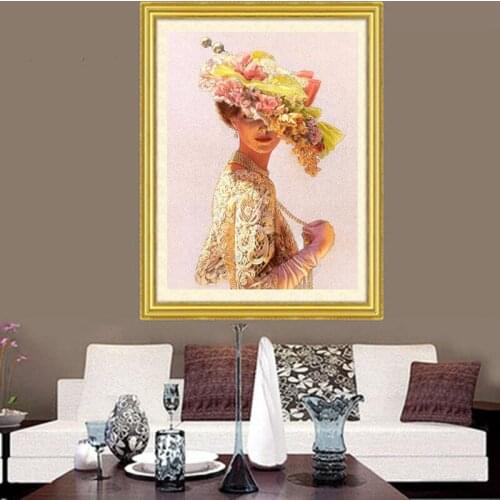 Diamond Embroidery Diy Diamond Painting Cross Stitch Kits Diamond Mosaic Wearing a hat woman Full Square Diamond Embroide RS141