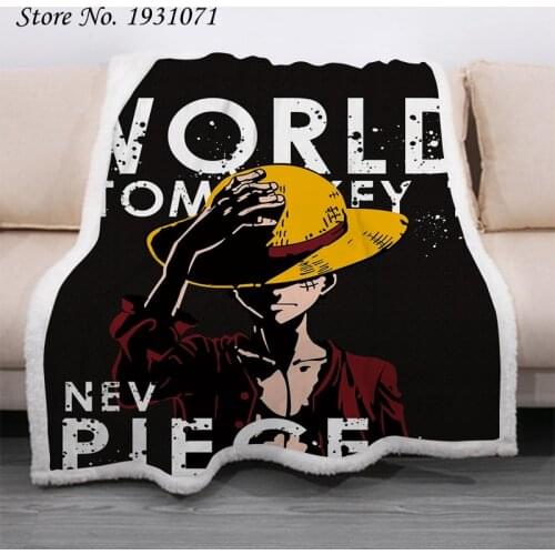 Popular Anime One Piece 3D Printed Fleece Blanket for Beds Thick Quilt Fashion Bedspread Sherpa Throw Blanket Adults Kids 01