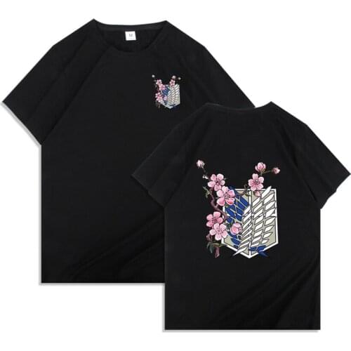 Attack On Titan summer Men short-sleeved pure cotton Women Male T-shirt solid color brand T-shirt fitness summer leisure sports