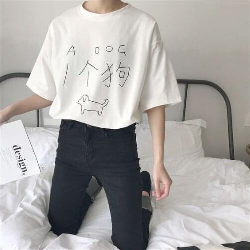 Harajuku Summer Women Korean Kawaii Female T-shirt Fashion Tumblr Graphic Top Tee Letter Print White T Shirt Clothes
