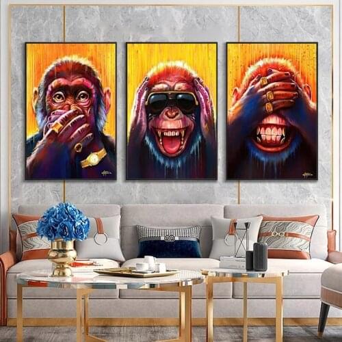 Gorilla Monkey Canvas Picture Graffiti Paintings for Home Design Street Art Prints Modern Home Room Decor Frameless