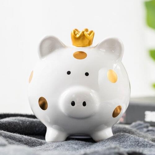 Creative Lovely Ceramic Crowns Piggy Bank Home Furnishing Pig Home Accessories Modern