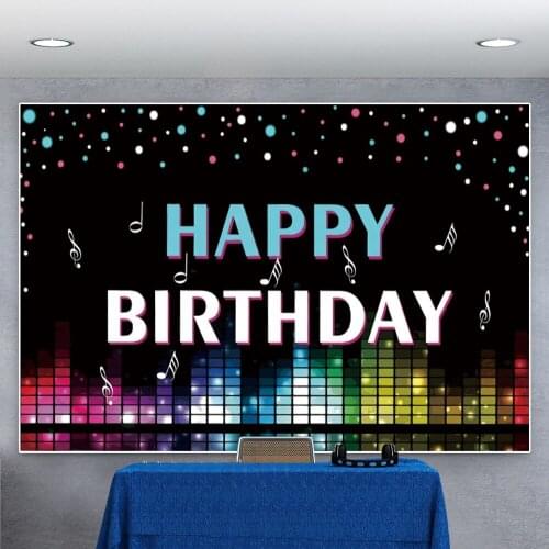 Laeacco Cartoon Music Notes Happy Birthday Dots Party Decor Customized Poster Photographic Background Photo Backdrop Photostudio