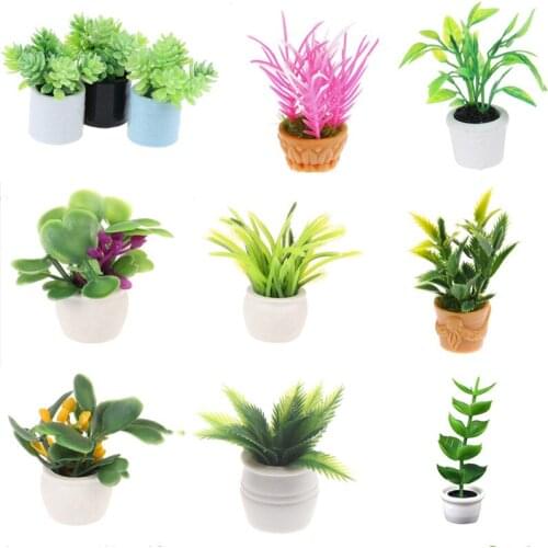 1:12 DollHouse miniature accessories Flowers Basket Mini Fruit Basket Flowers Pot Decor Toy garden pots and planters 13 Styles