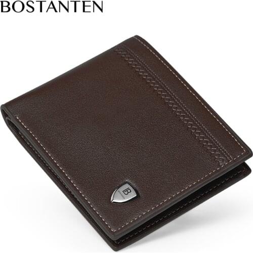 BOSTANTEN Mens Short Wallet Multi-Card Position Clutch for Men With Gift Box